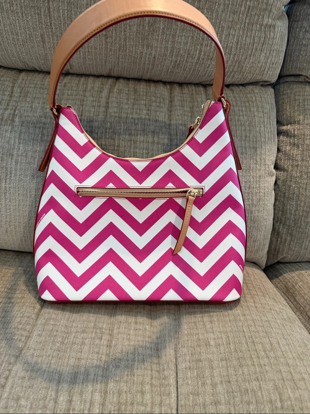 Dooney and Burke Chevron, hobo bag and pink and white zigzag